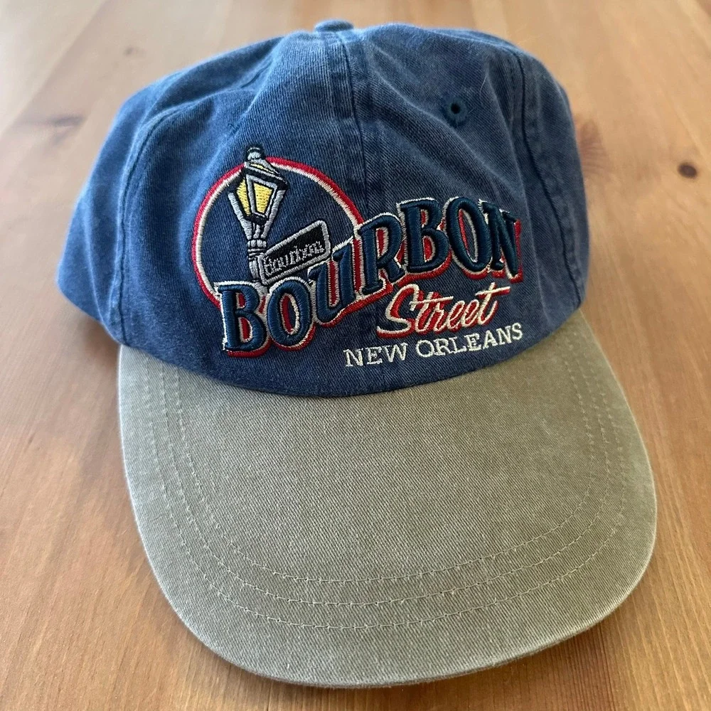 Bourbon Street New Orleans Falcon Headwear Blue Khaki Strapback Hat Mens Cap